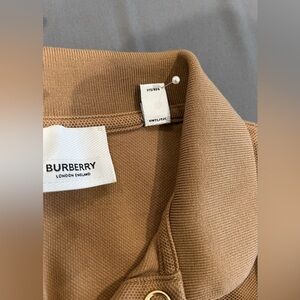Burberry TB Monogram Polo Camel Gold Snap Cotton Piqué Women